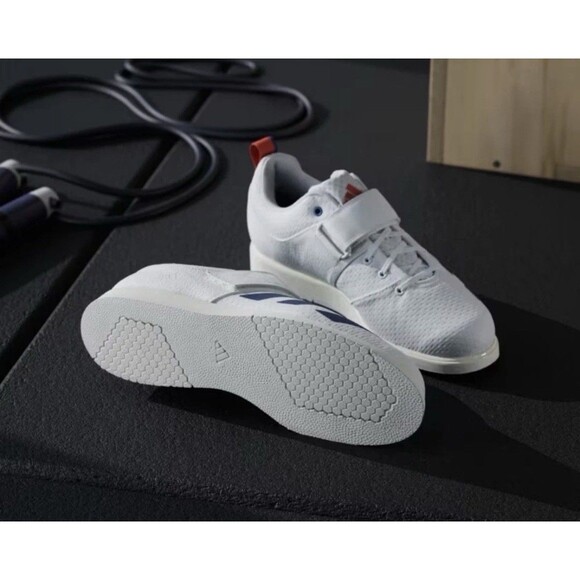 Adidas Powerlift 5 Weightlifting Shoes White Blue JP9878 Men\'s Size 7.5 NEW main image 5